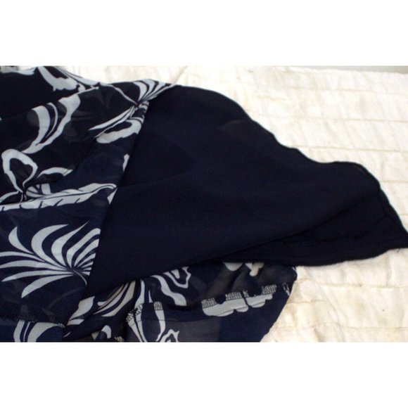 NWT CHAPS Woman Navy & White Floral Long Flowy Skirt Size 16 Zip Tropical Beach - Picture 12 of 12